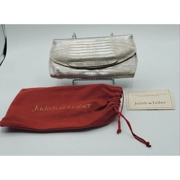 Vintage Judith Leiber Metallic Lizard Crystal Grannycore Eyeglass Case - Picture 2 of 8